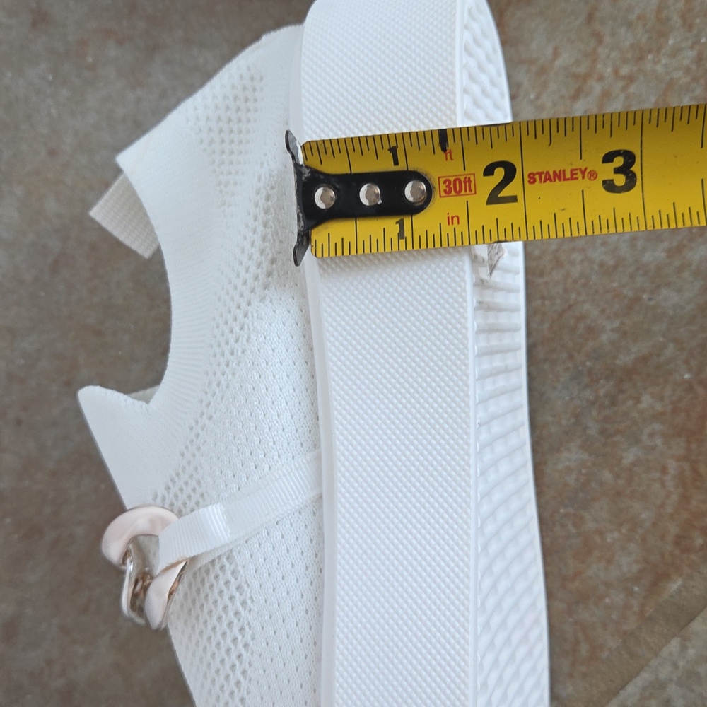 White Mesh Slip-On Sneakers Silvertone Chain Detail Chunky Wedge NWOT Sz 10 - Picture 17 of 17
